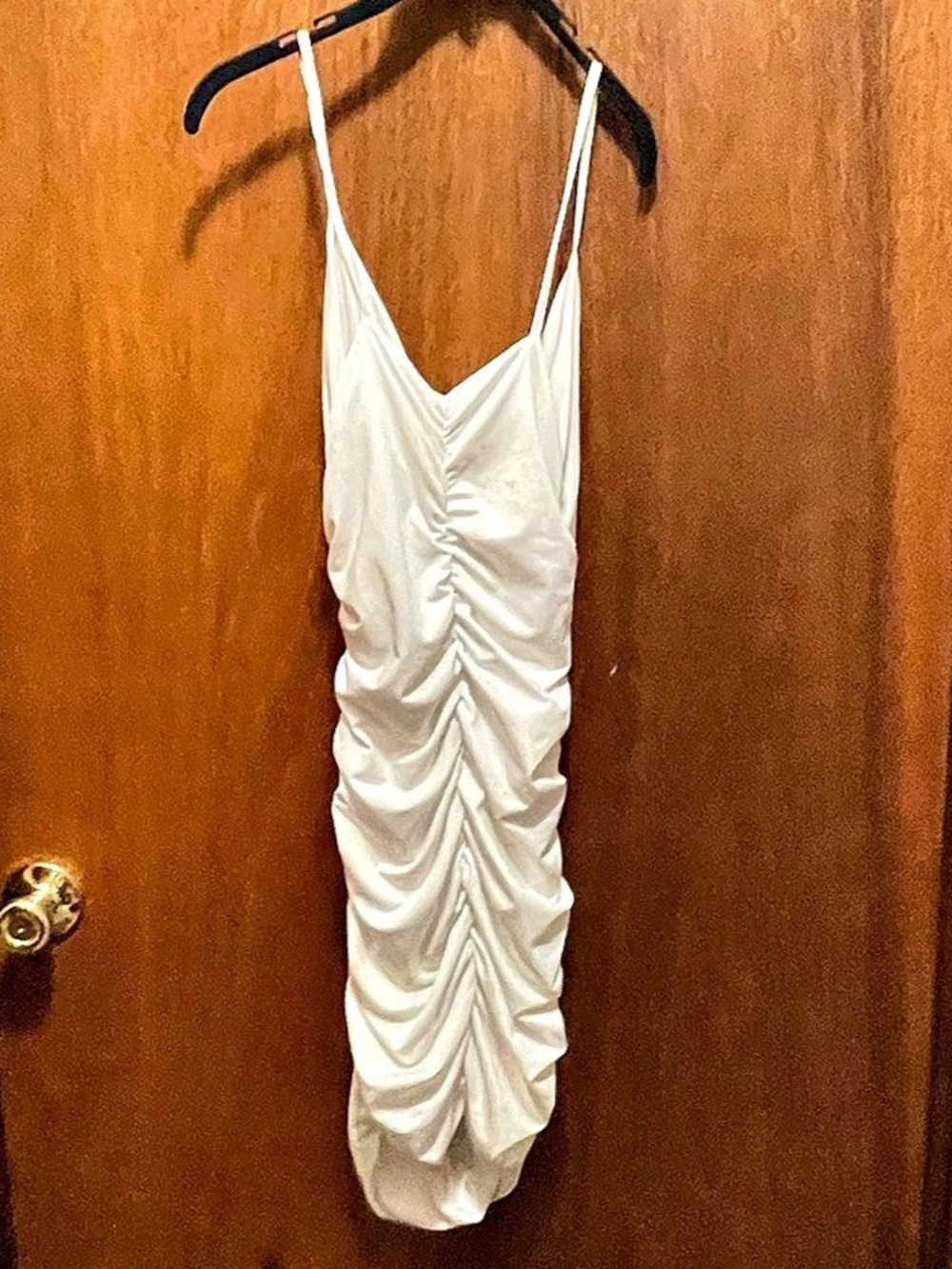 Gianni Ruched Mini Dress in White Size Medium 28New